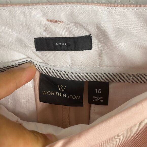 NWT Worthington Women's Slim-Leg Stretch Ankle Pleated Dress Pants Rose Smoke 16 - Picture 9 of 11
